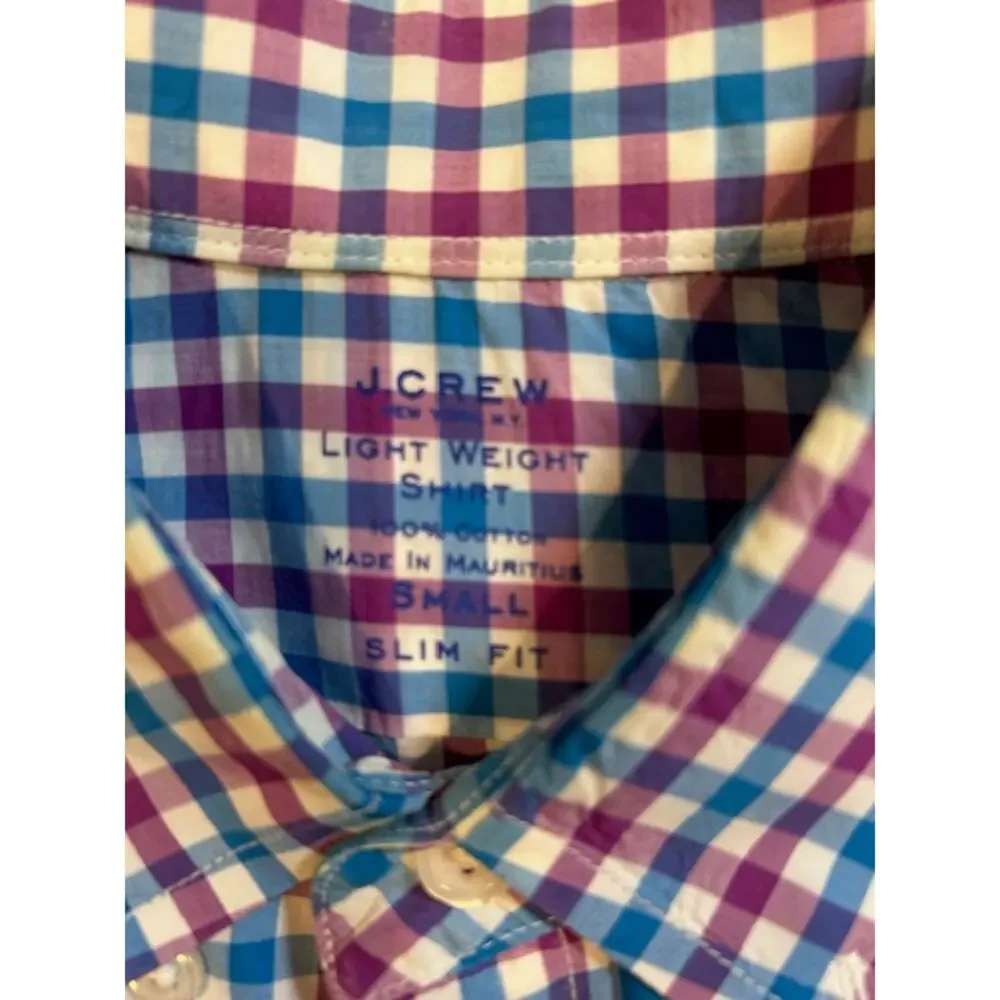 J. CREW Men's Gingham Plaid Button Down Shirt SMALL Slim Fit Long Sleeve